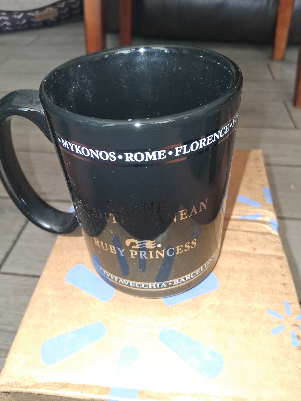 Ruby Princess Black Ceramic Coffee Mug with Gold Accent